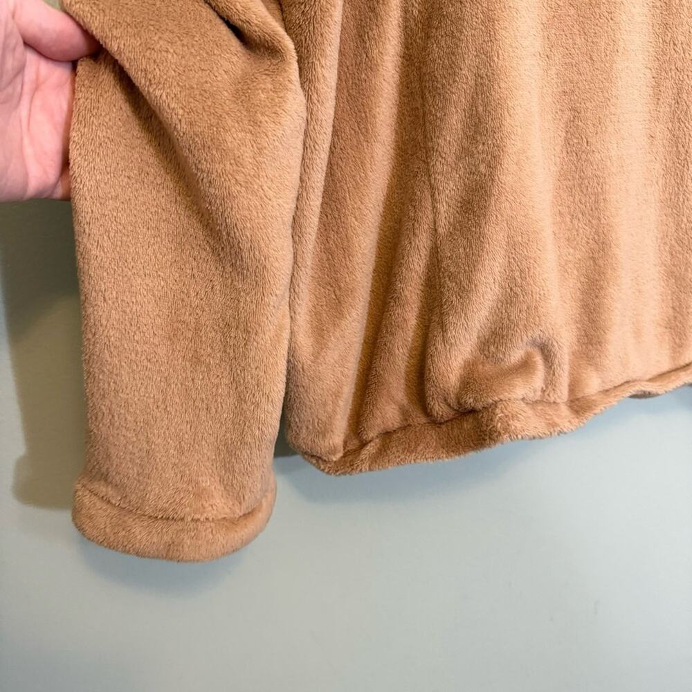 Andree By Unit Fuzzy Fleece Snap Long Sleeve Button Front Jacket Brown 2X Plus - Picture 9 of 9